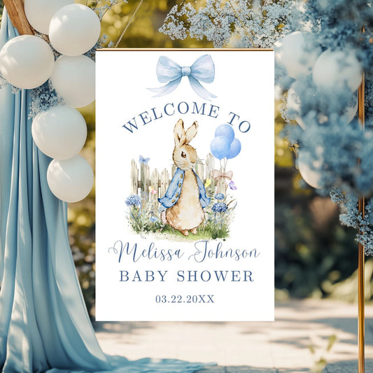 Charming Peter Rabbit Baby Shower Welcome Sign