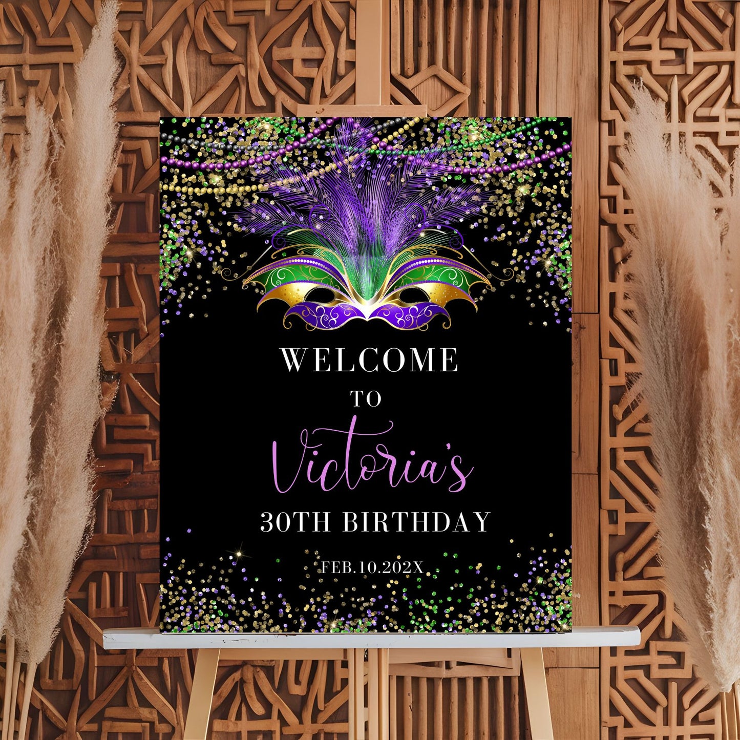 Elegant Mardi gras Masquerade poster for entryway