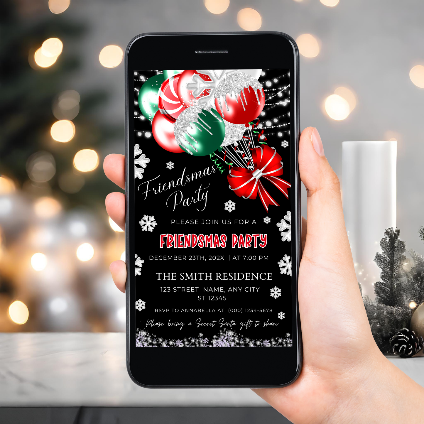 Festive Digital Friendsmas Party Invitation