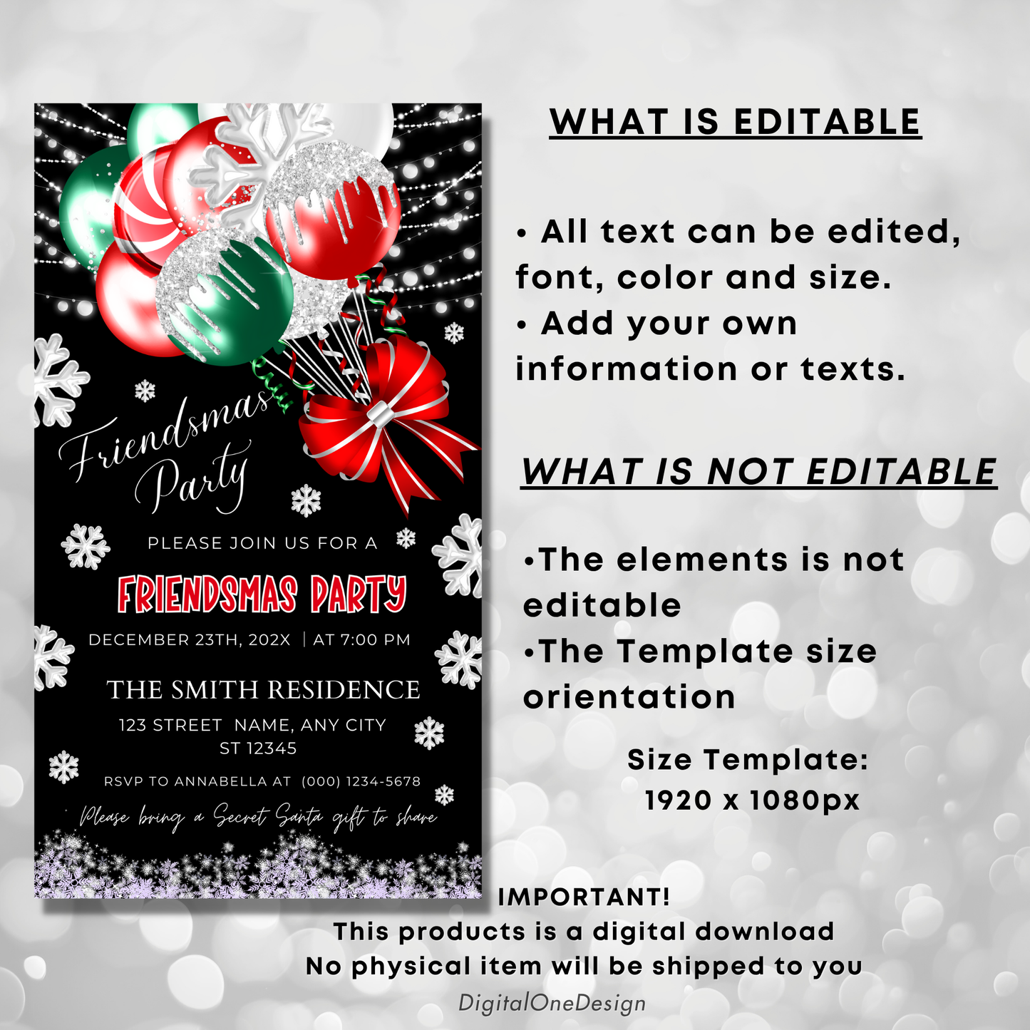 Festive Digital Friendsmas Party Invitation