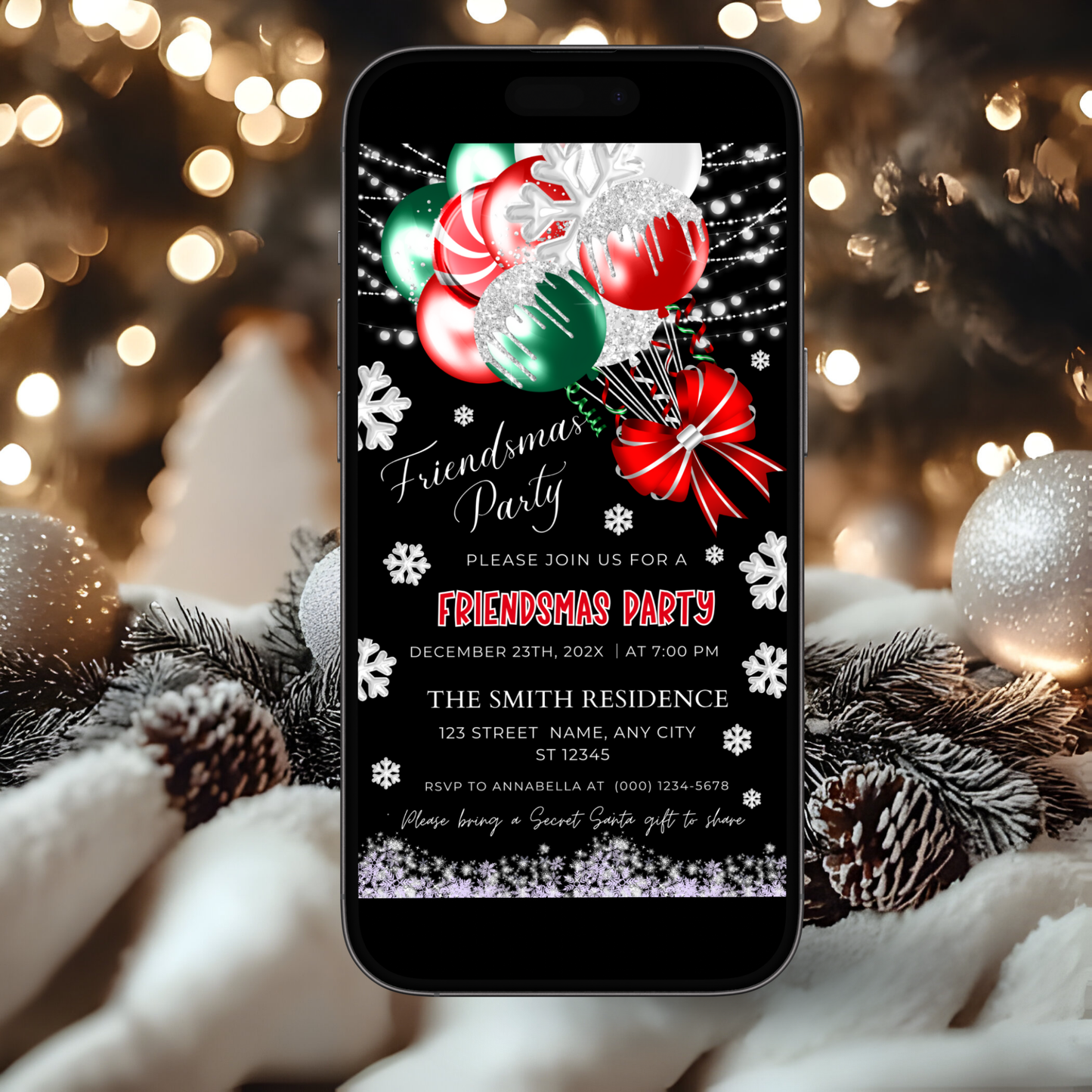 Festive Digital Friendsmas Party Invitation