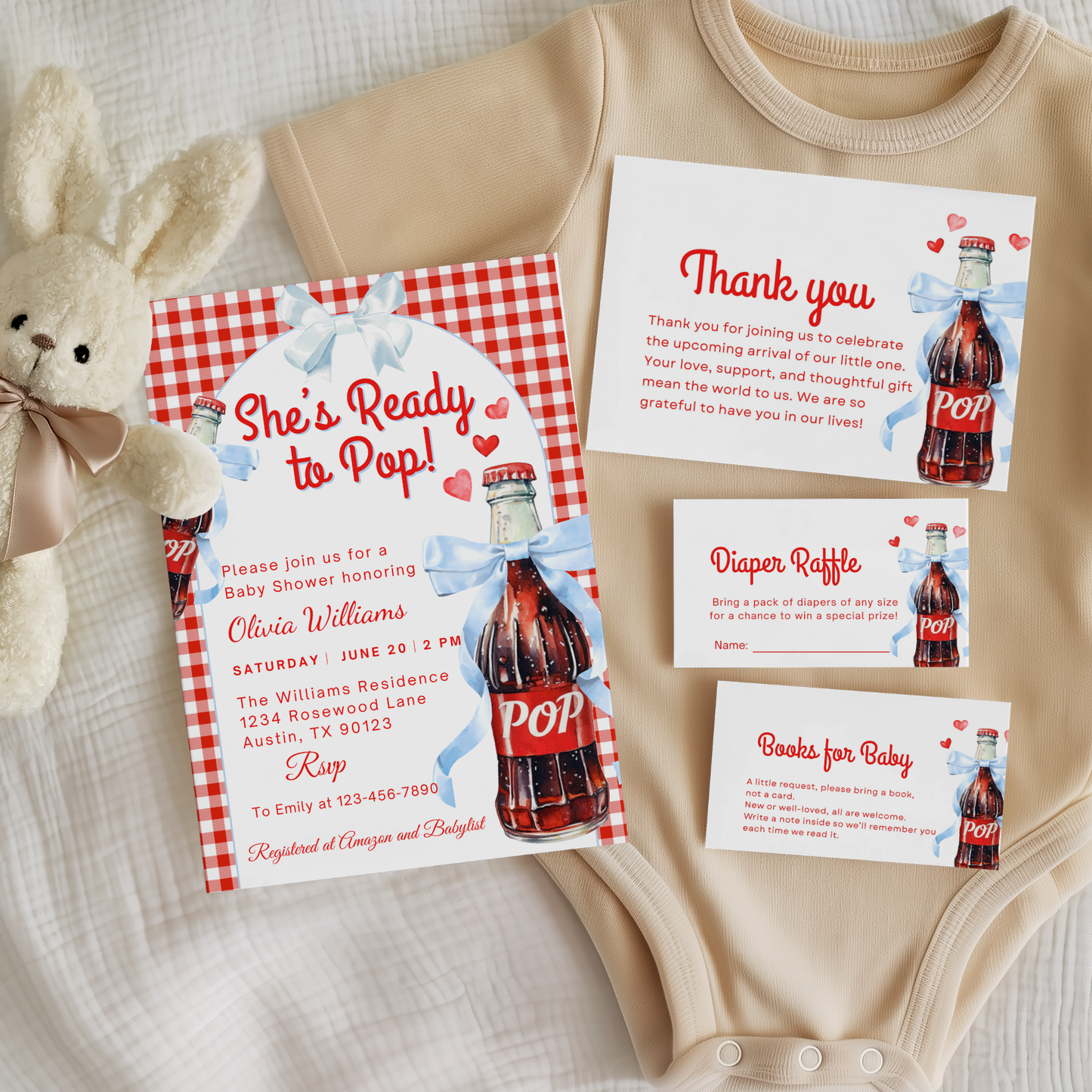 She’s Ready to Pop Baby Shower Invitation Bundle