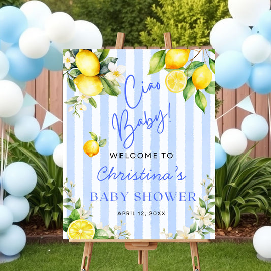 Ciao Baby Adorable Blue Citrus Baby Shower Welcome Sign