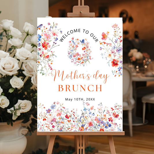 Elegant Wildflowers Mothers Day Brunch Welcome Sign