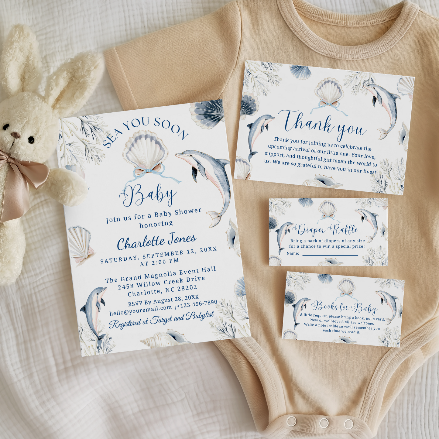 Coastal Baby Shower Boy Invitation Bundle