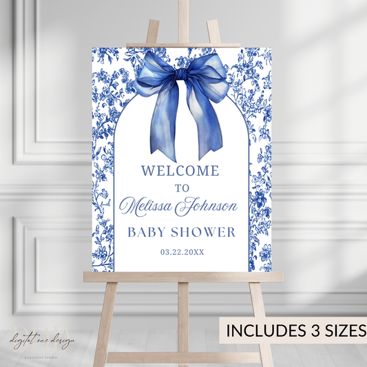 Editable Coquette Chinoiserie Baby Shower welcome sign