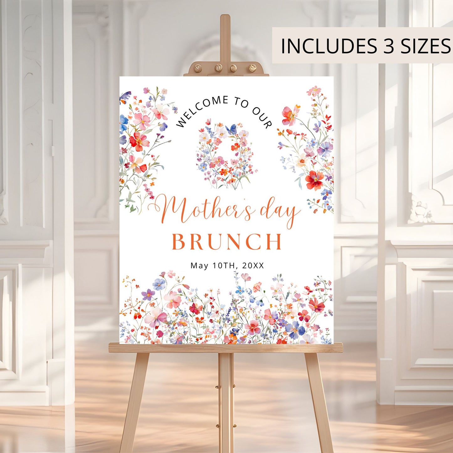 Elegant Wildflowers Mothers Day Brunch Welcome Sign