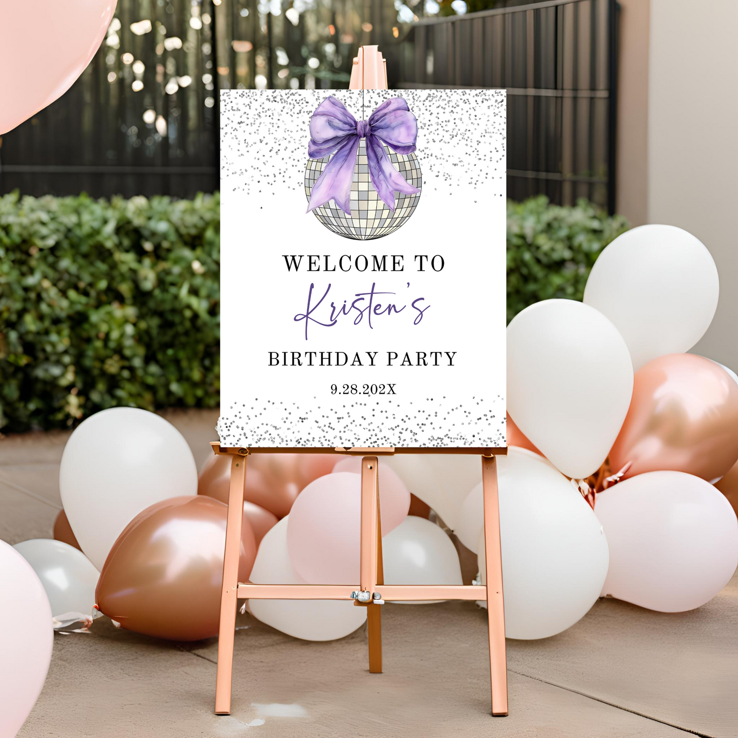 Retro Disco Ball Birthday Party Sign