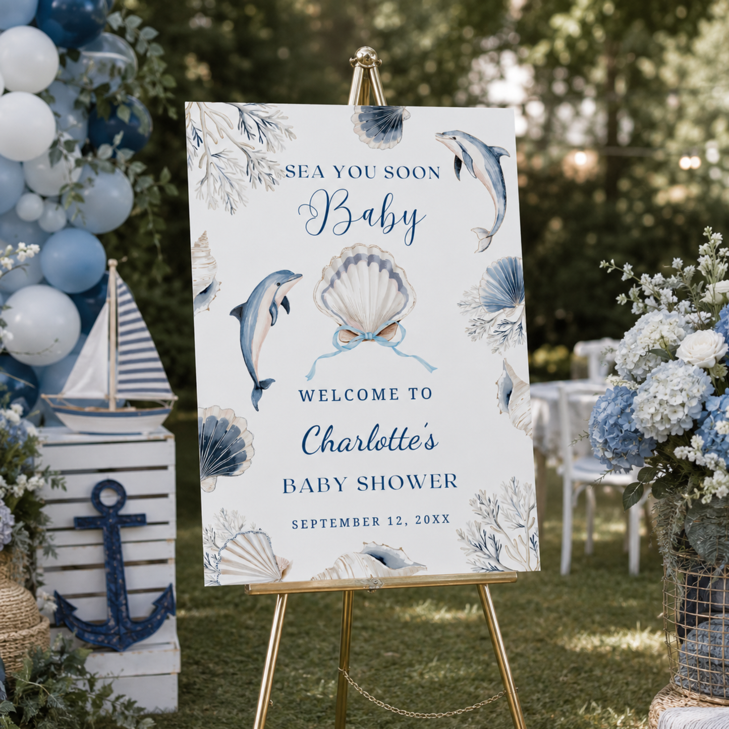Coastal Baby Shower Welcome Sign