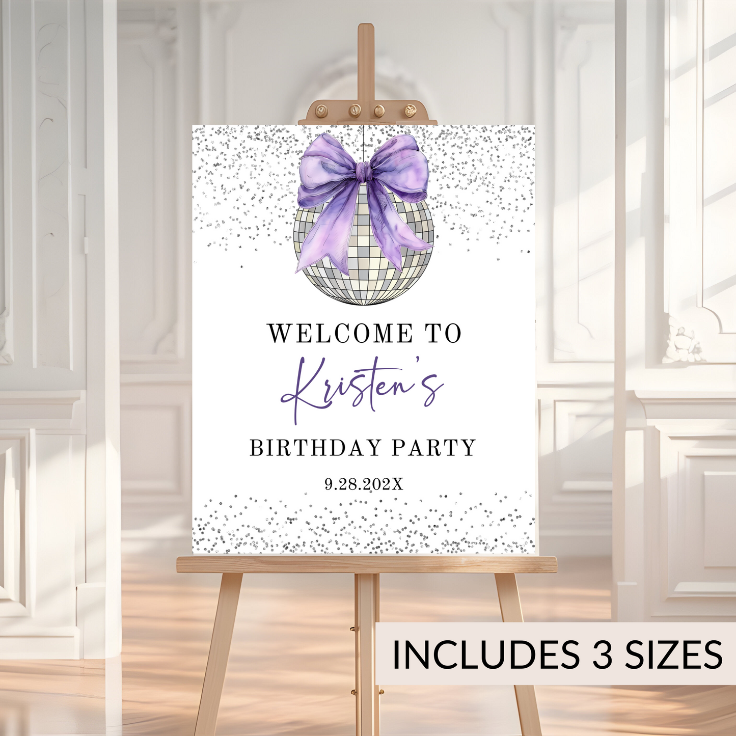 Editable Disco Ball Welcome Sign