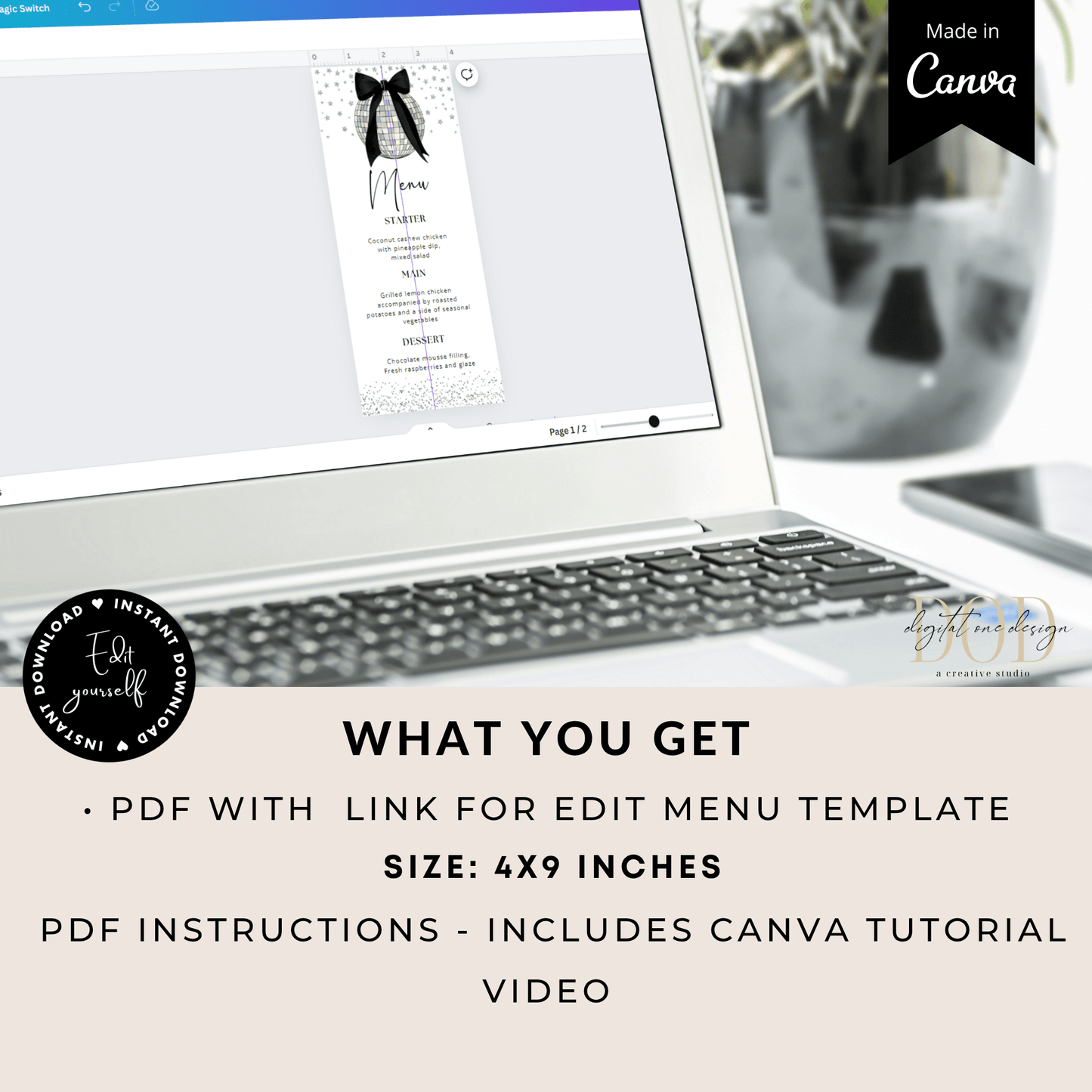 Editable Disco Ball Menu Card template