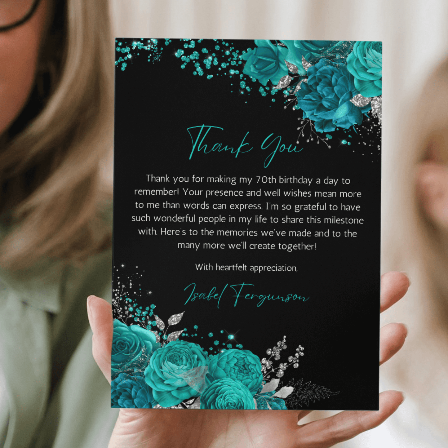 Silver and Teal Appreciation Card