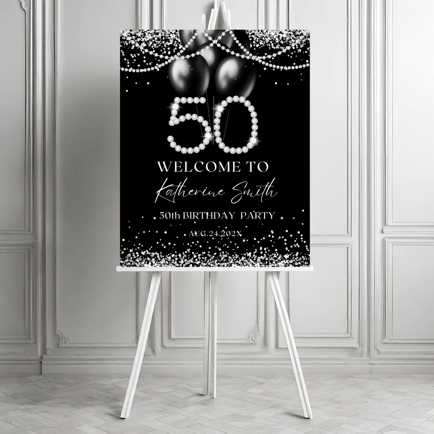 elegant 50th birthday welcome sign printable
