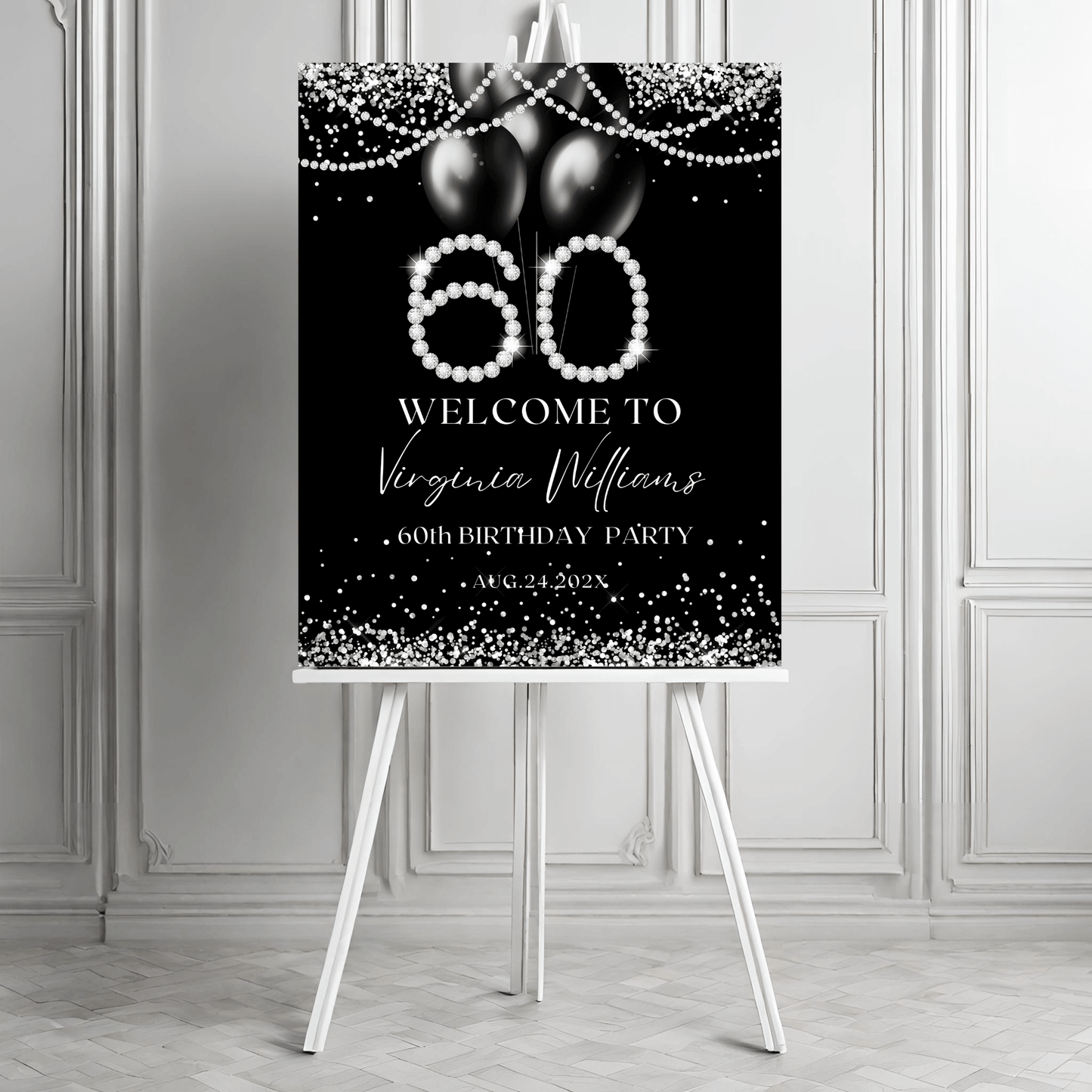 60th Diamonds Birthday Party welcome Sign