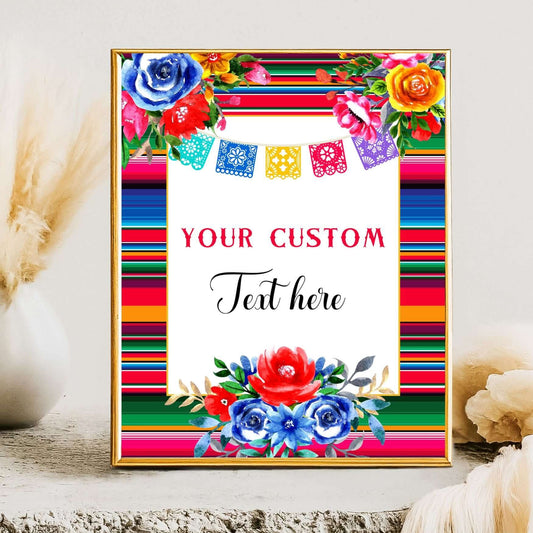 Colorful Mexican Floral Fiesta Theme, printable sign 8x10