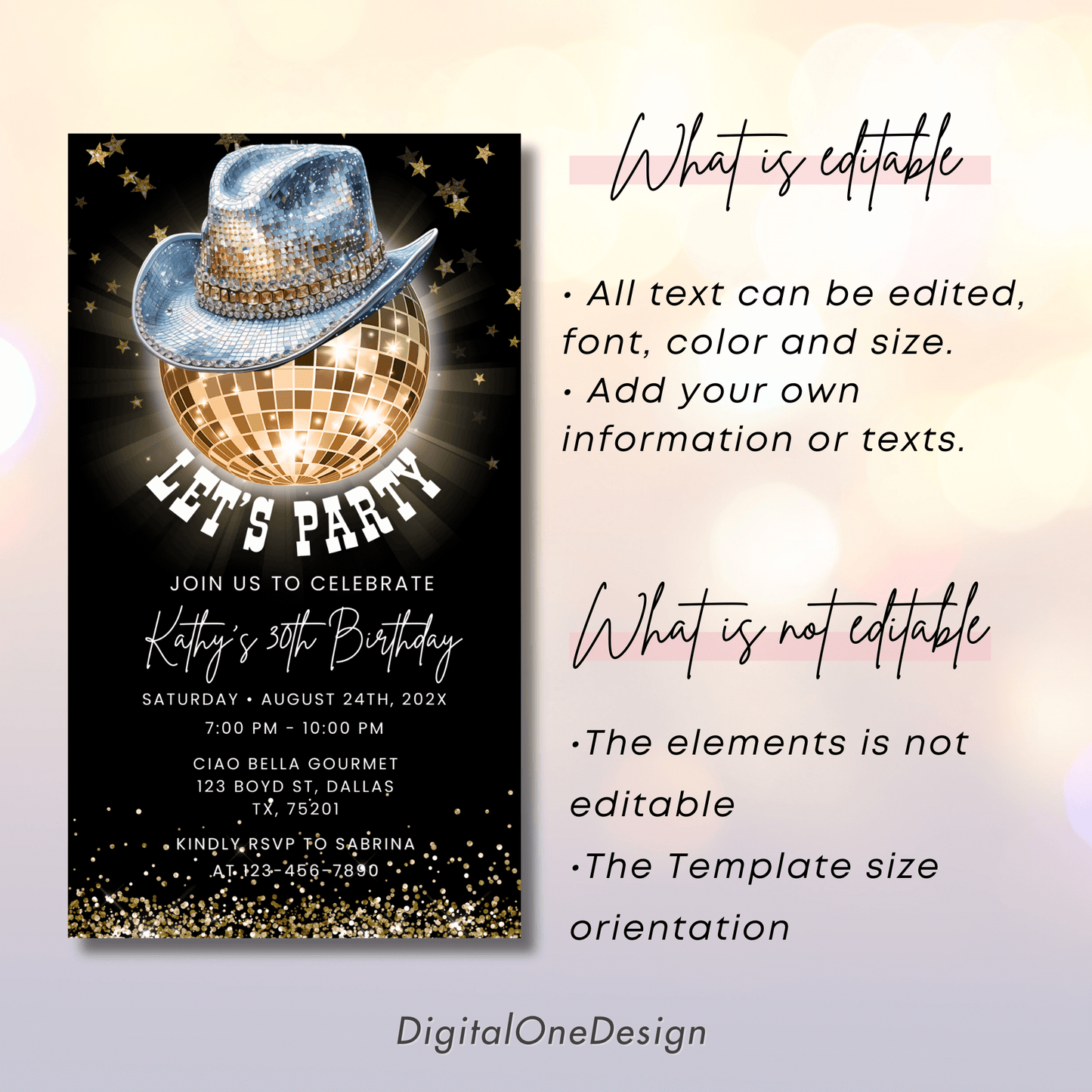 Editable Rodeo Cowboy or Cowgirl Invitation Template
