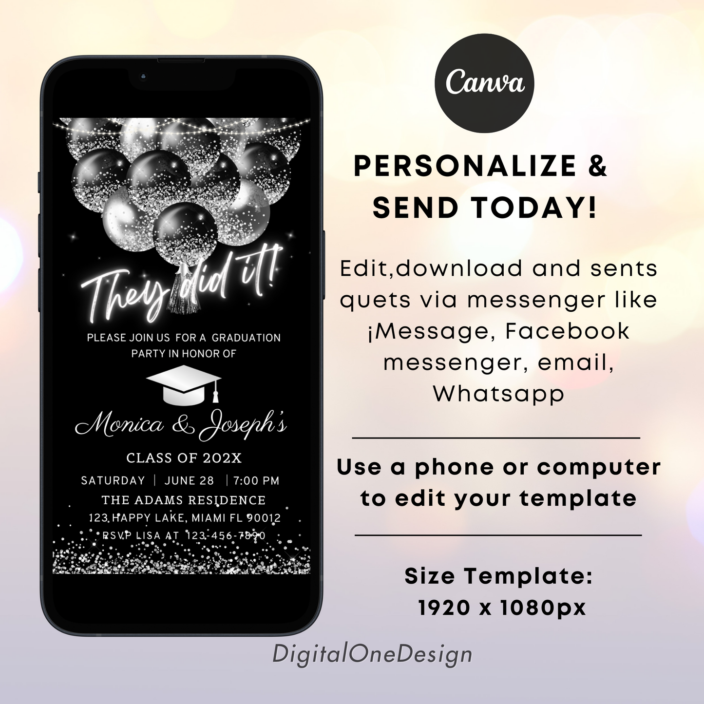 Personalize Electronic Graduation party invitation