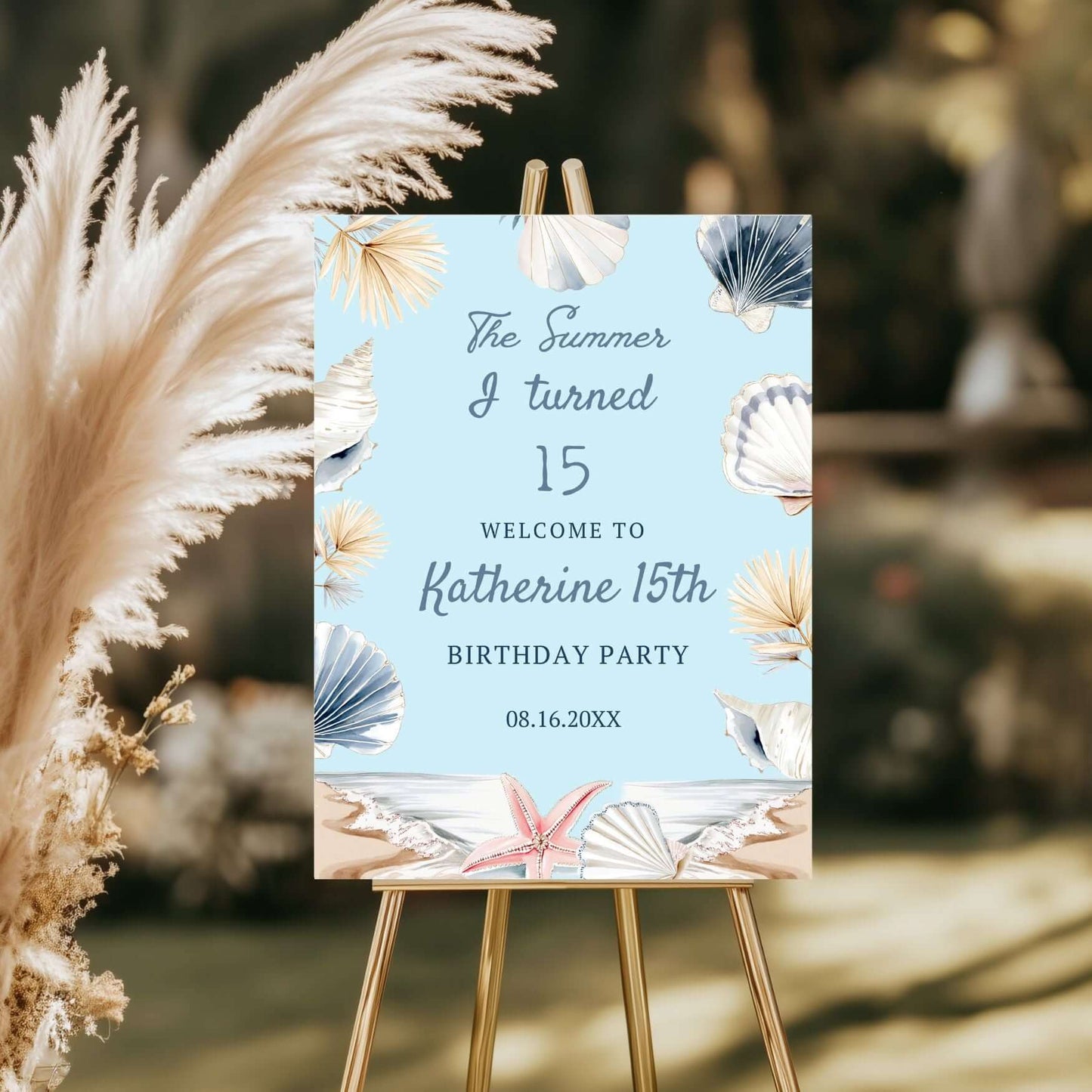 Editable The Summer I turned Birthday Welcome Sign template