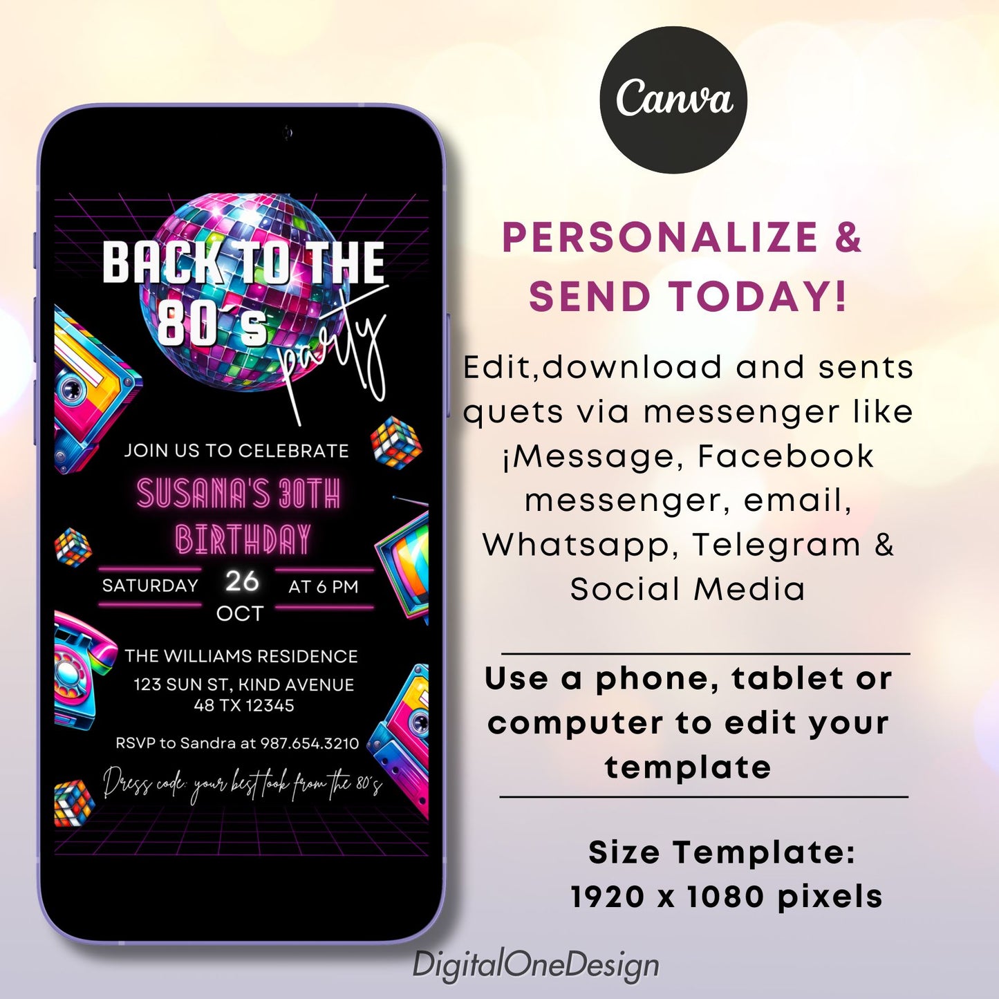 Back to the 80s Birthday Invitation