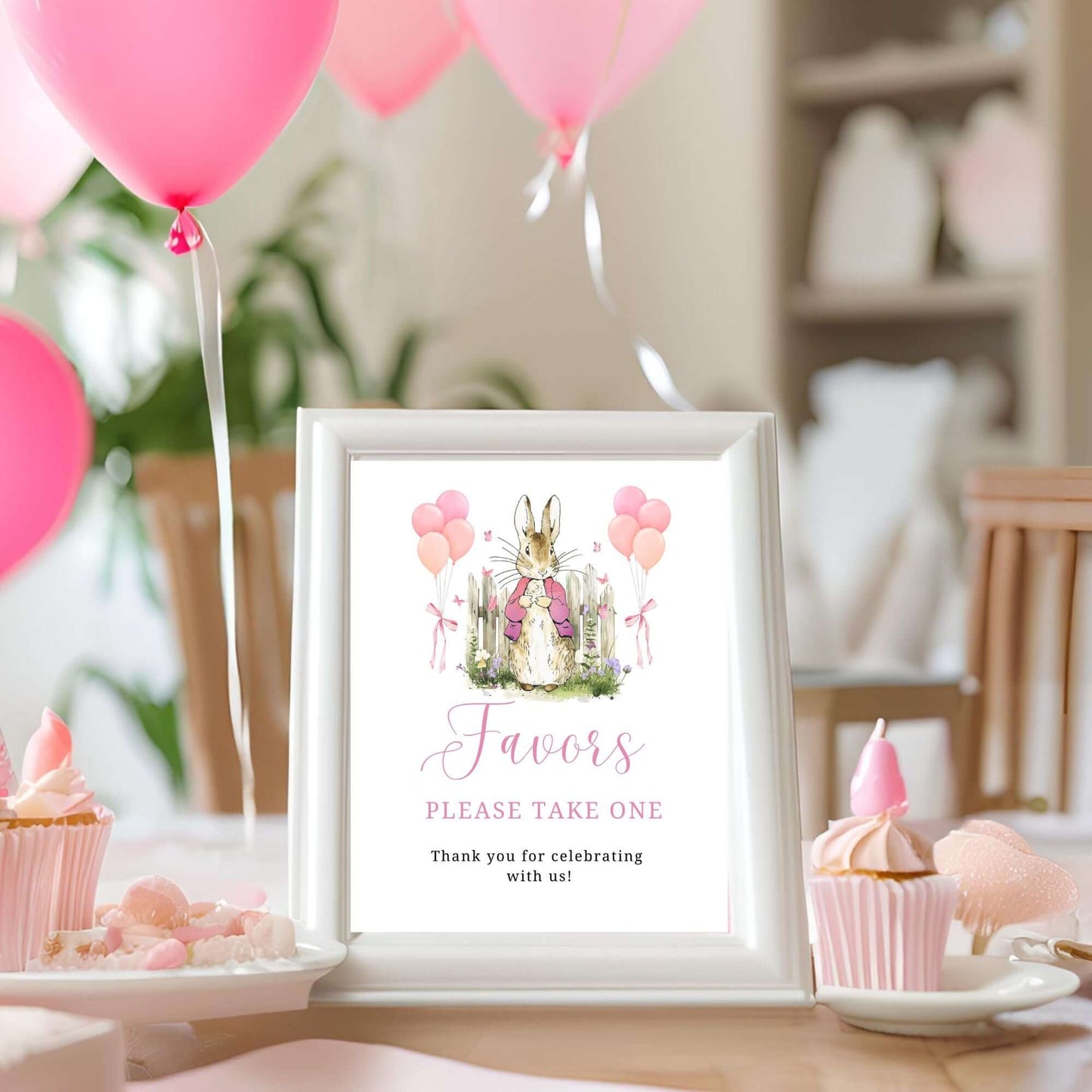 Printable Girl Peter Rabbit Baby Shower sign decoration table
