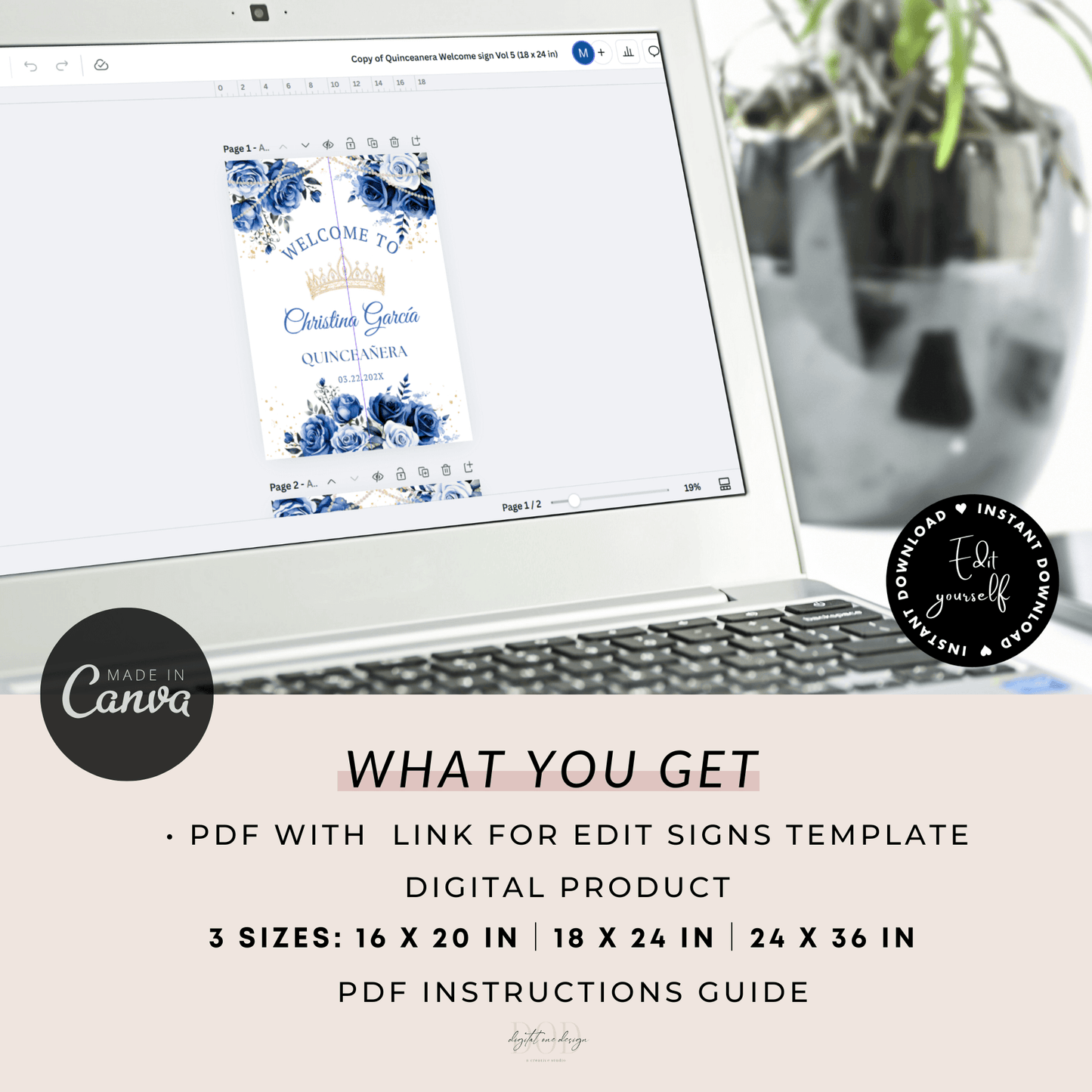 Editable Birthday Welcome sign Canva