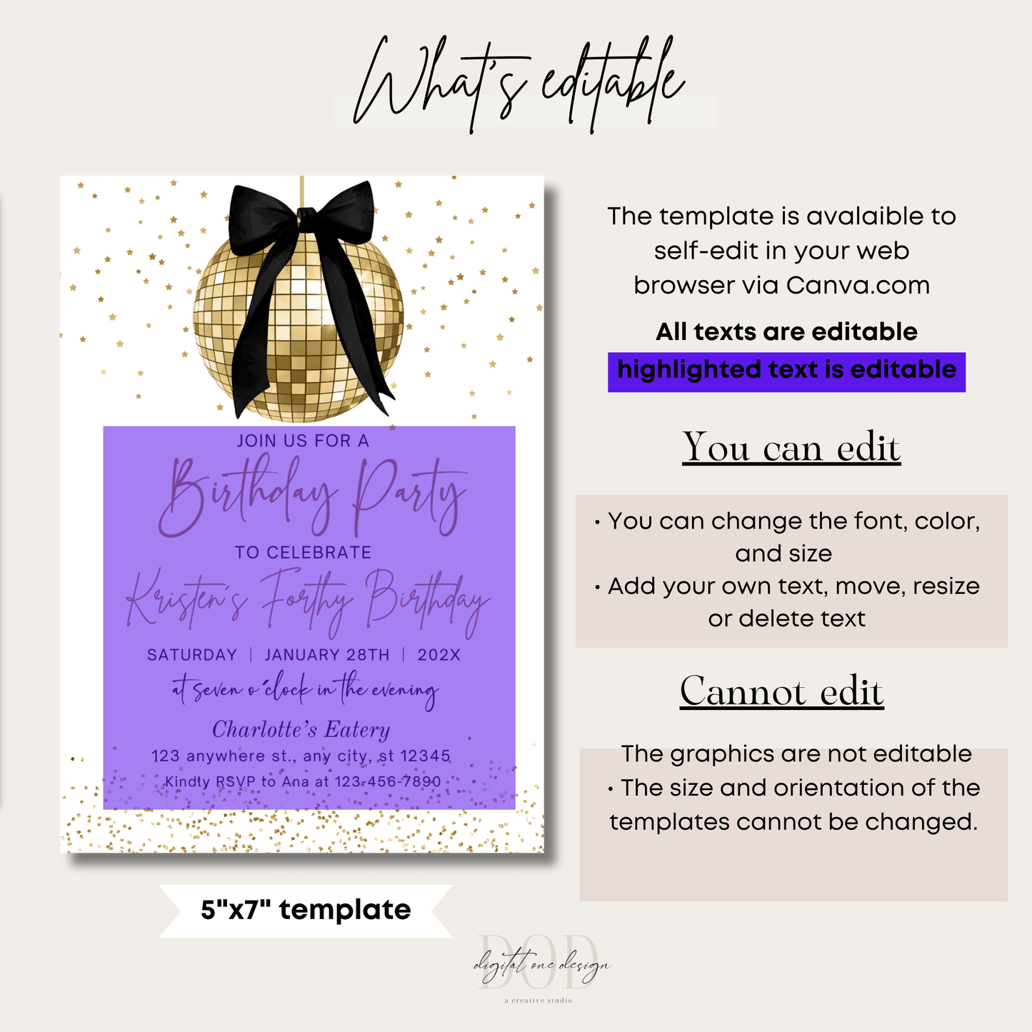 Editable Disco Party Invitation Template Canva