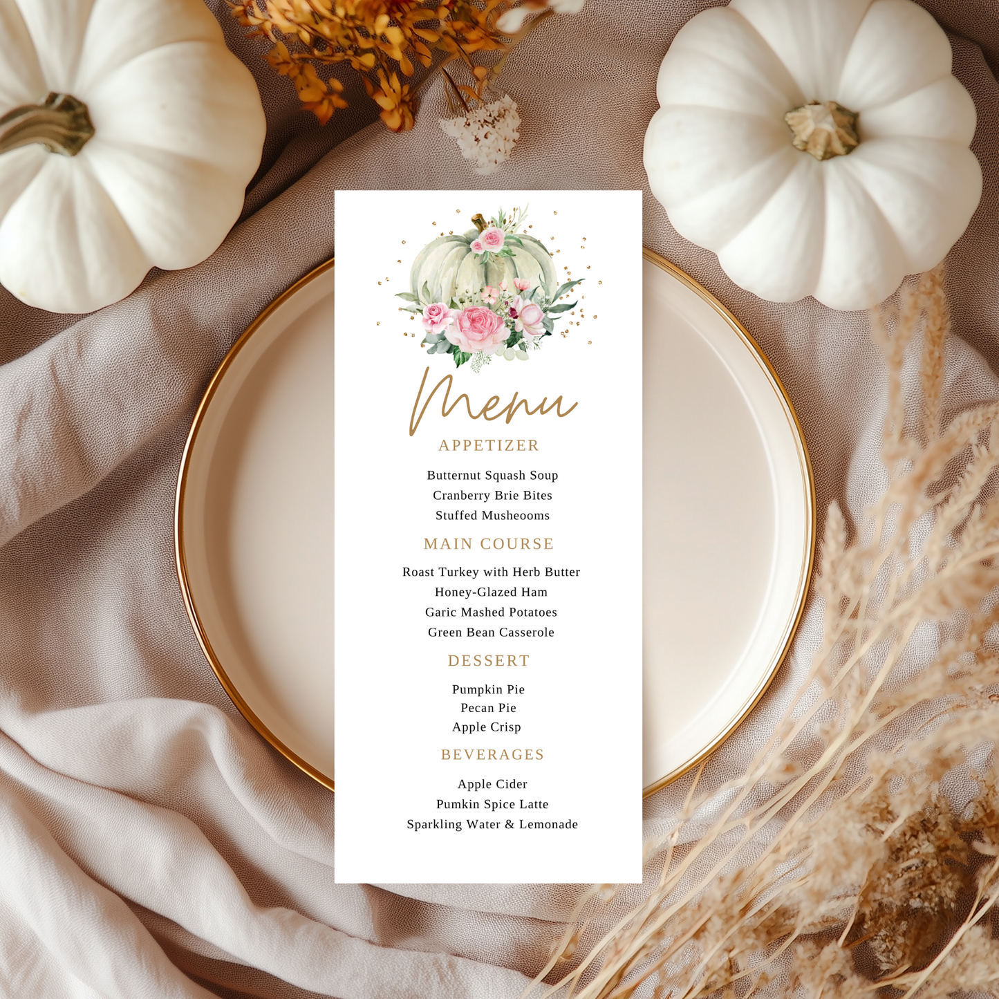 Editable Pumpkin Menu Card template