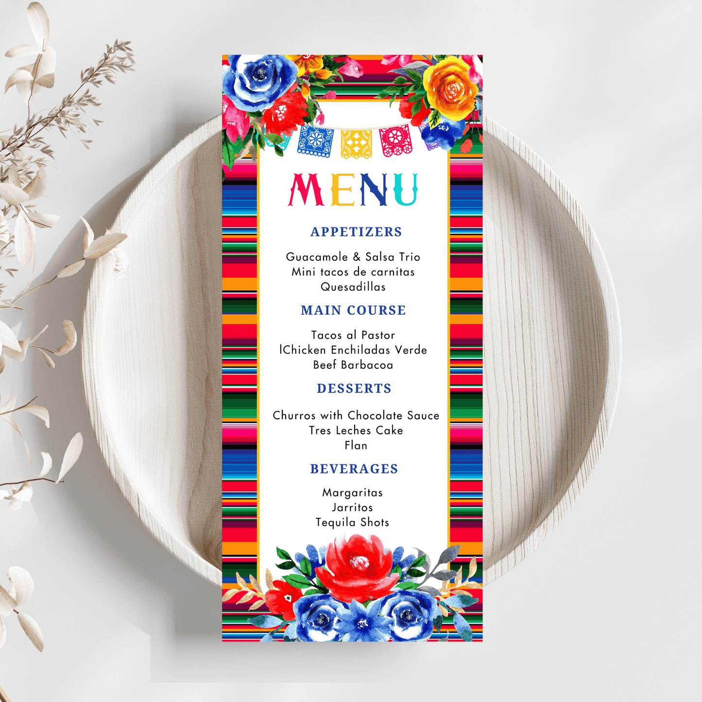 Mexican Fiesta Menu Card Template