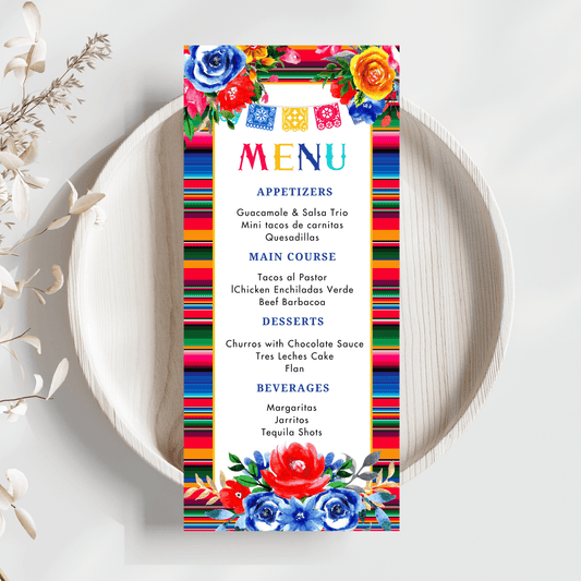 Editable Colorful Mexican Fiesta Menu Card
