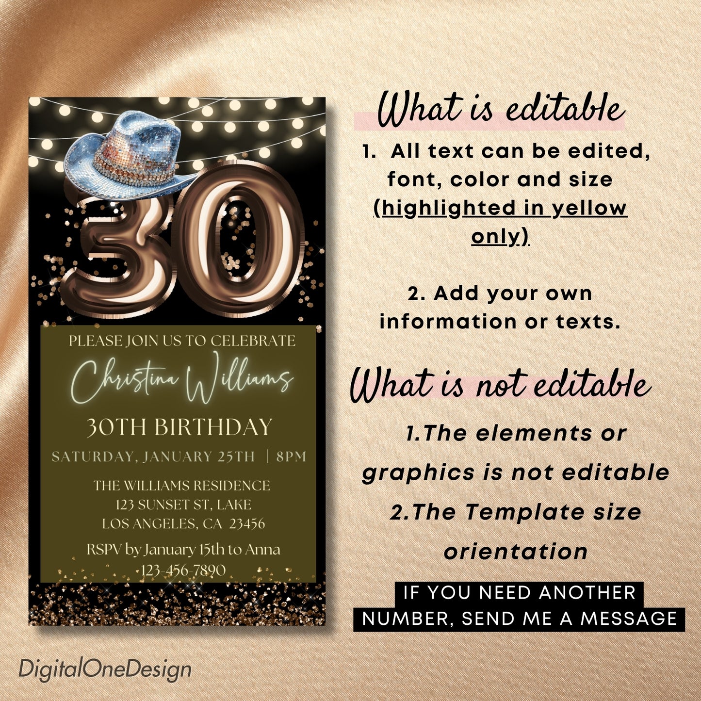 Digital Cowboy 30th Birthday Party Invitation