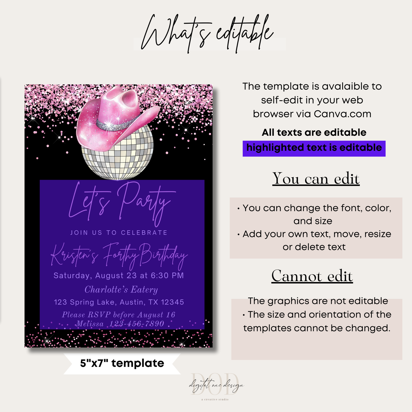 Editable Rodeo Wester Birthday Invitation