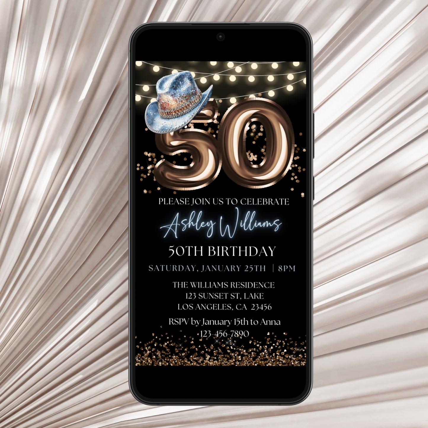 Digital Rodeo Western 50th Birthday Party Invitation