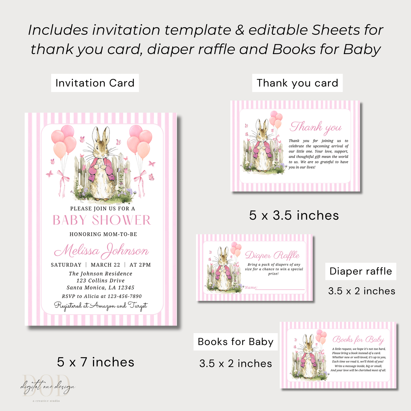 Pink Peter Rabbit Baby Shower Bundle