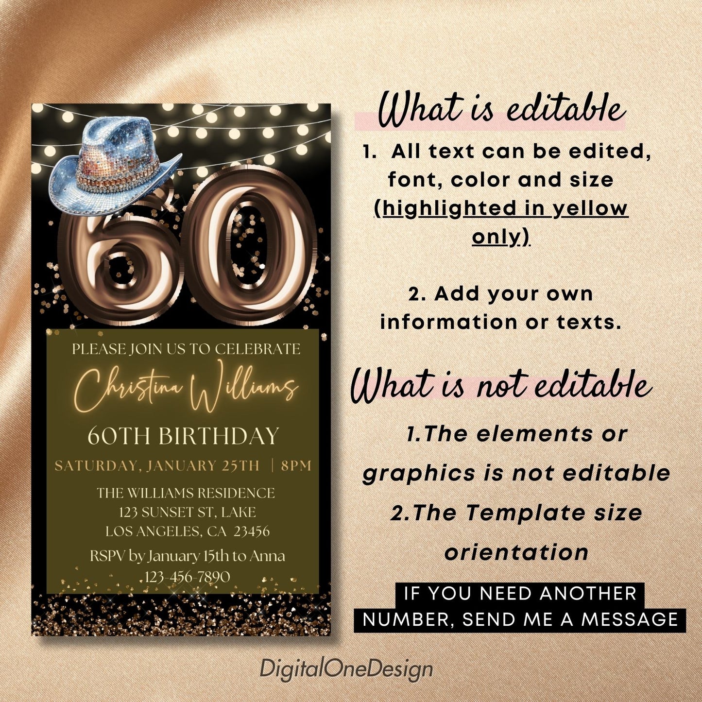 Western Cowboy 60th Birthday Party Invitation