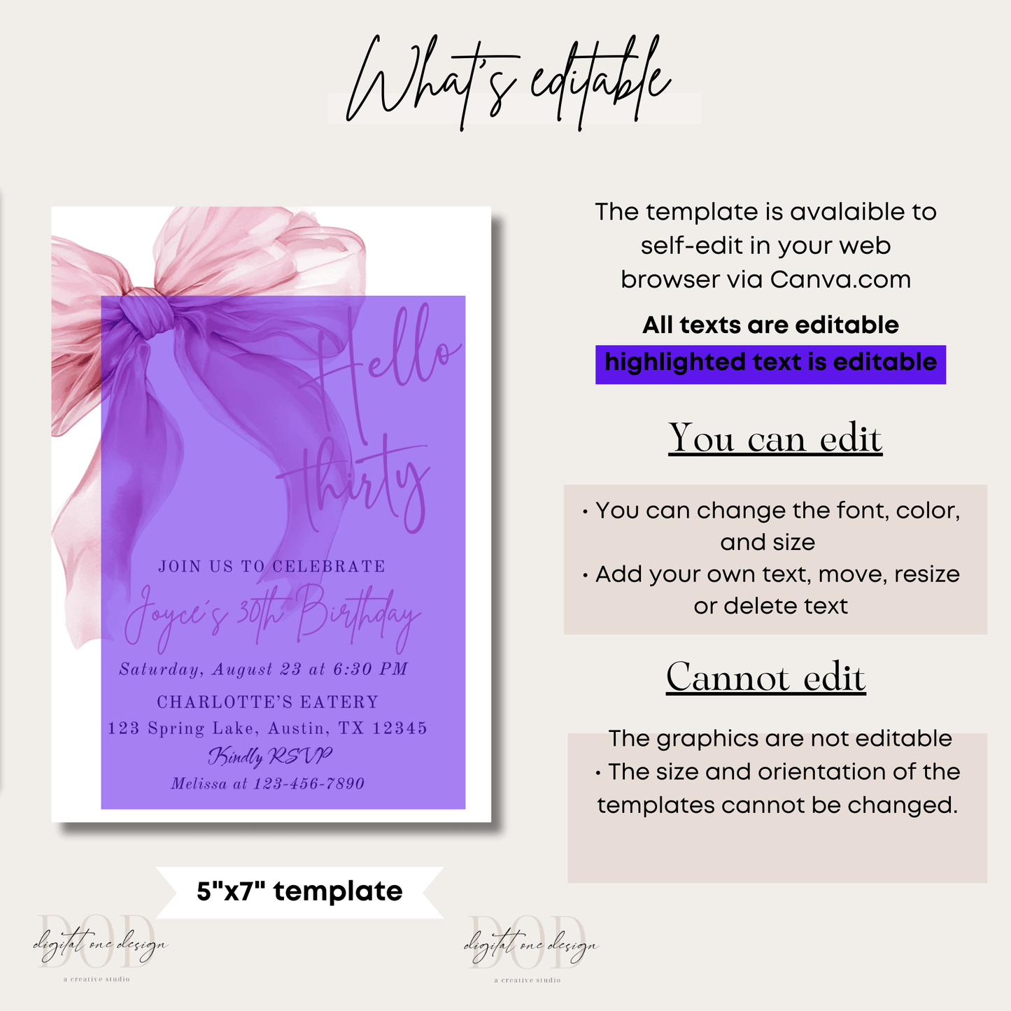 Editable Birthday Invitation in Canva