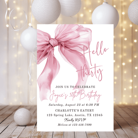 Editable "Hello Thirty" Birthday Party Invite
