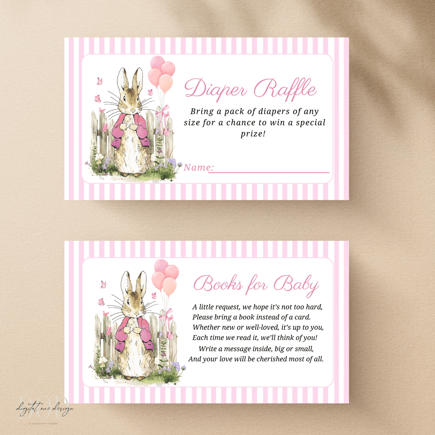 Peter rabbit Baby Shower insert cards