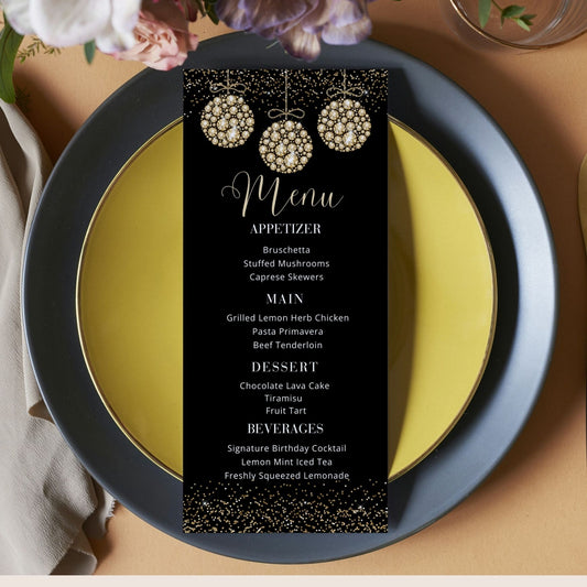 Gold Diamonds Ornaments Menu Card Template