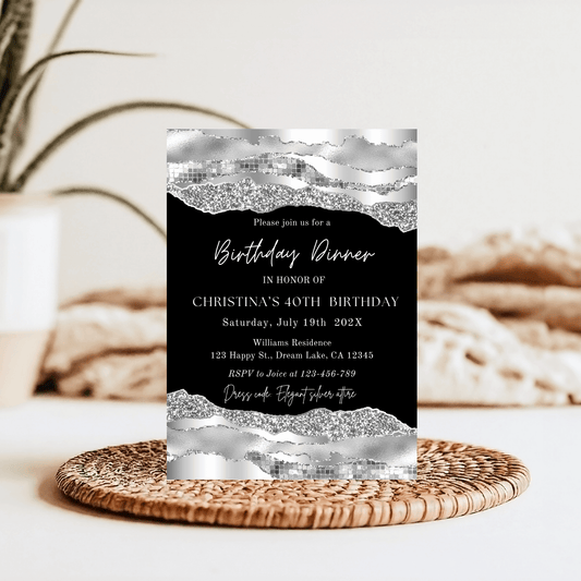 Silver Agate Party Invitation