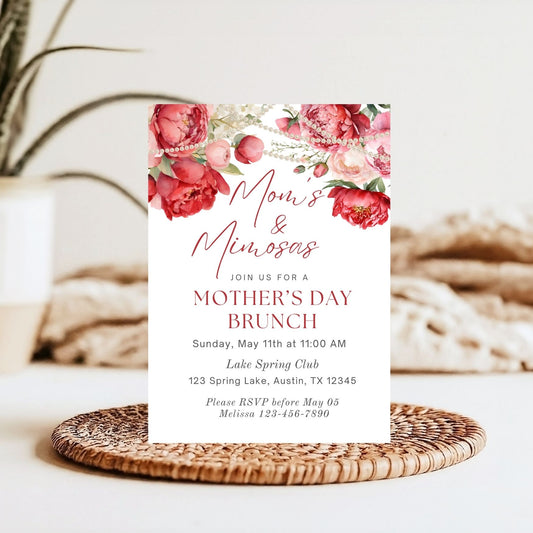 Celebrate Moms and Mimosas Editable Mother's Day Invite