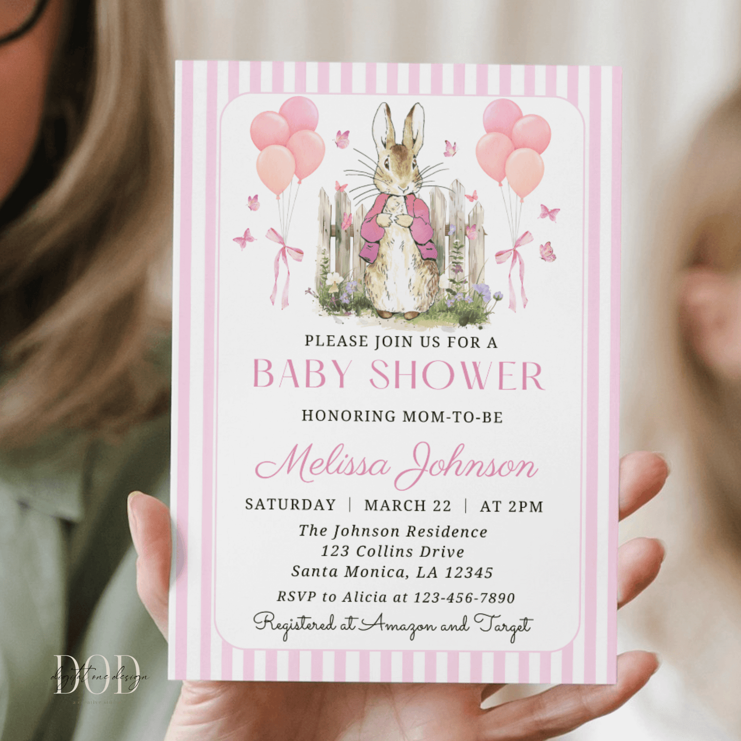 Editable and Printable Girl Peter Rabbit invitation