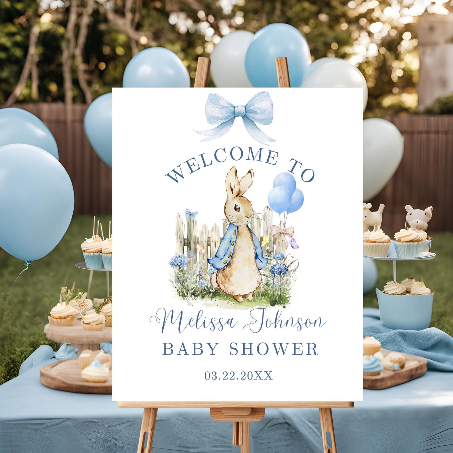 Elegant Editable Peter Rabbit Welcome Sign