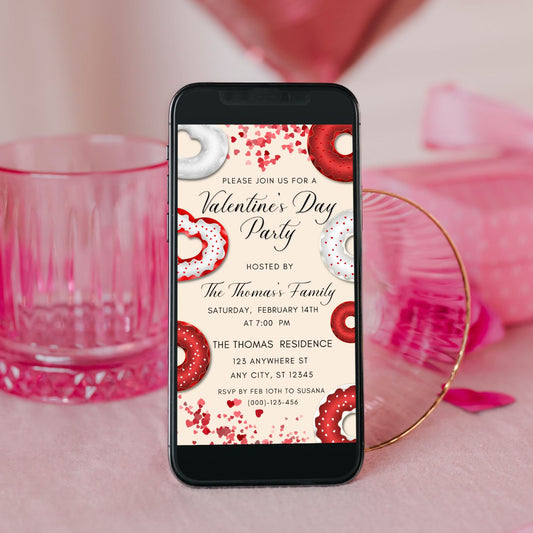 Heart Donuts Valentine’s Day Party Invitation