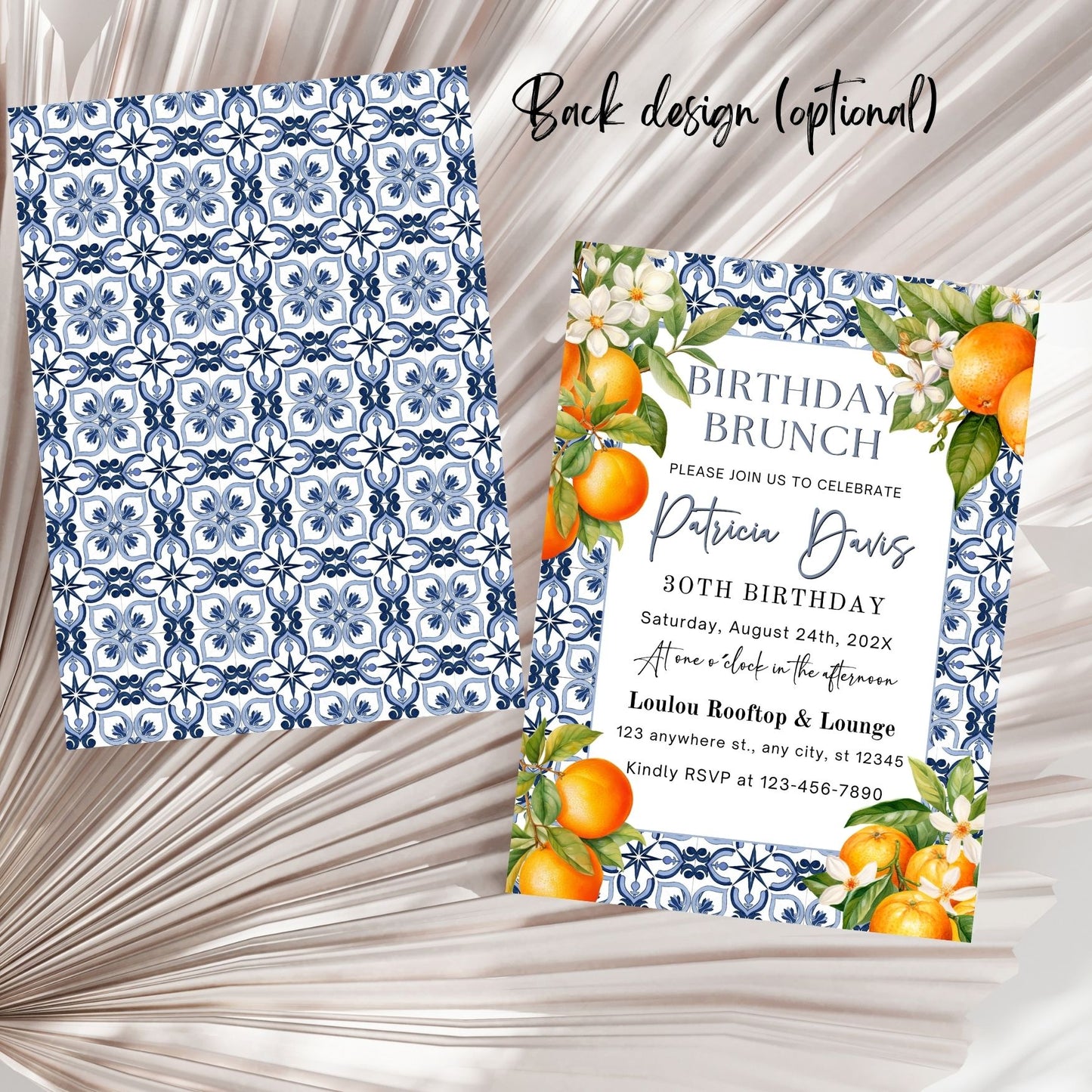 Mediterranean Tile and Orange Birthday Invitation