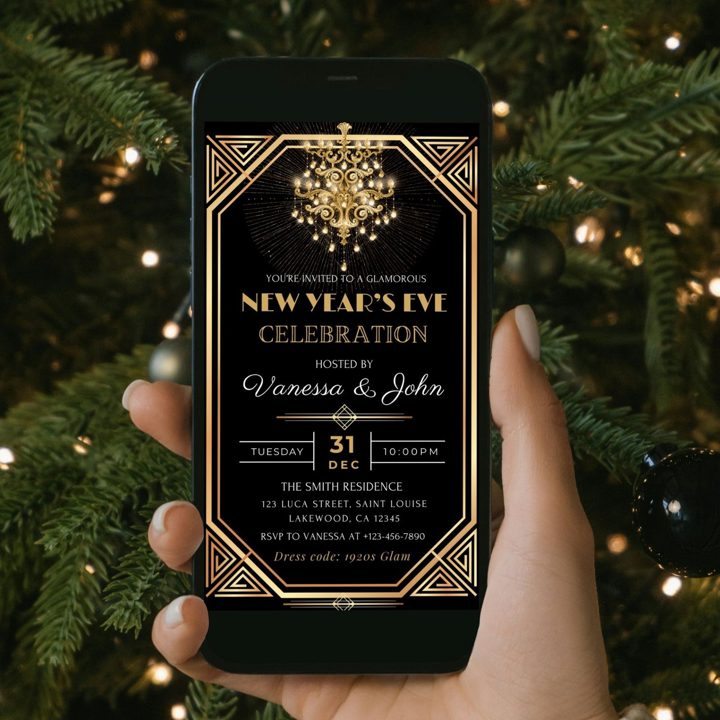Elegant Gatsby New Years Eve Invitation