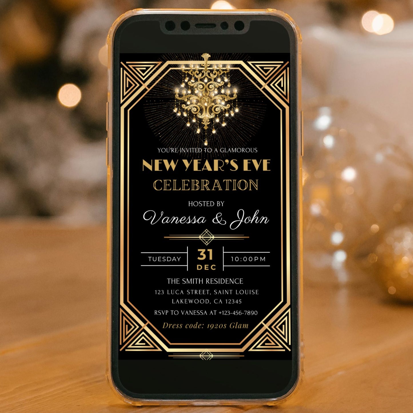 Elegant Gatsby New Years Eve Invitation