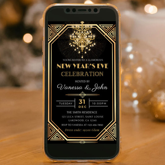 Elegant Gatsby New Years Eve Invitation