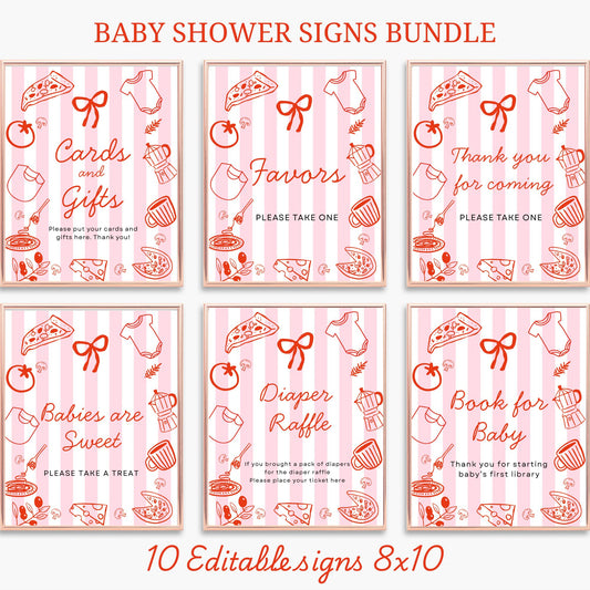 Editable Slice Slice Baby Shower Pizza Sign Bundle