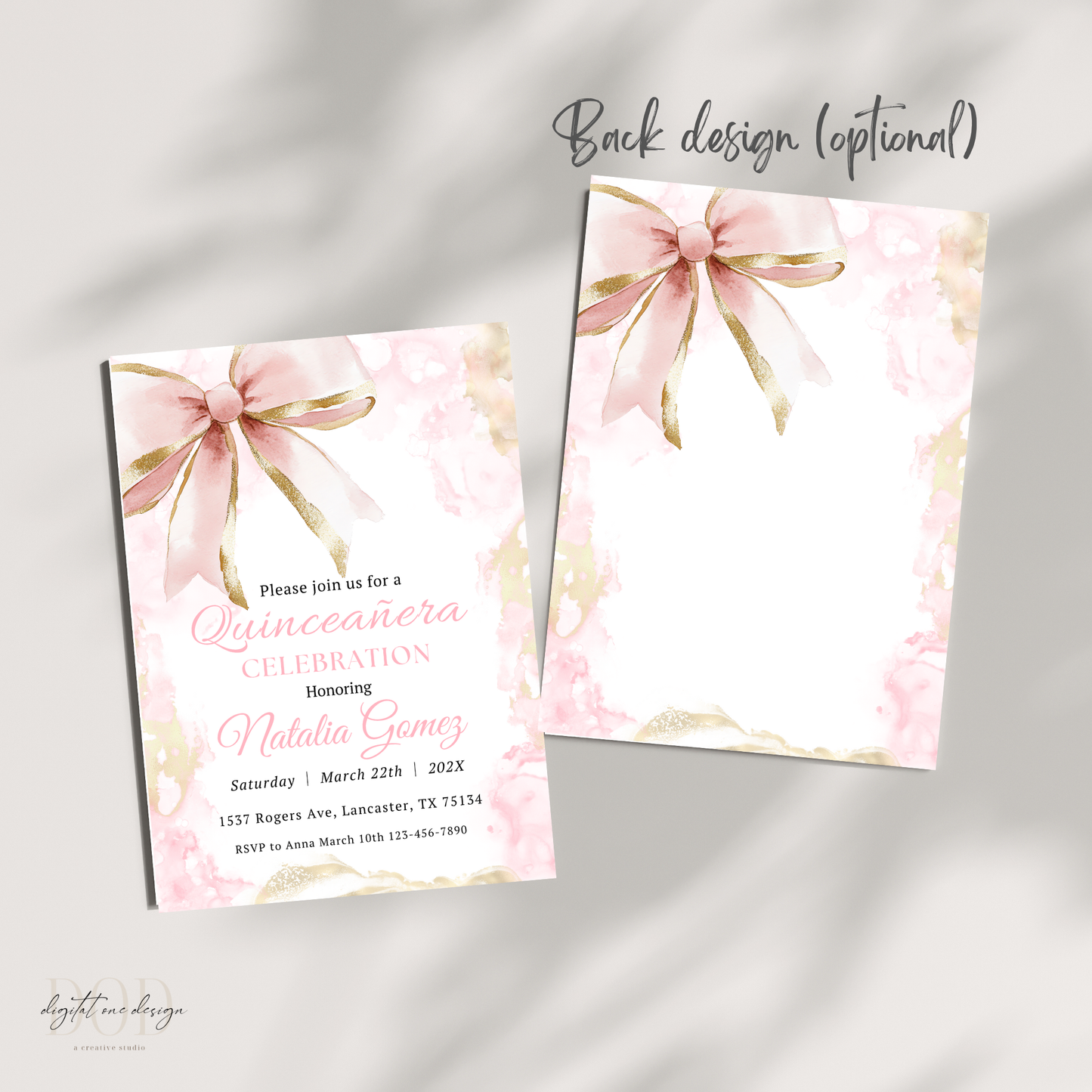 Editable Coquette Pink 15th Birthday