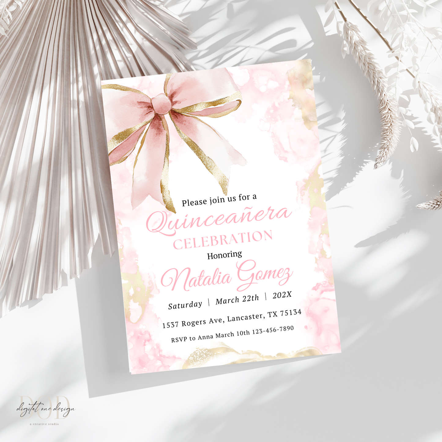 Formal Coquette Quinceanera Invitation